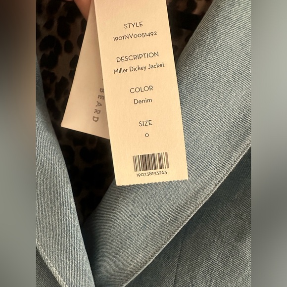 ❌SOLD❌Veronica Beard Miller Dickey Denim Blazer RARE white buttons blue leo - Picture 7 of 11